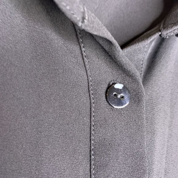 Chris Gramer Black Sheer Button Down Open Back Top Large - Picture 2 of 5